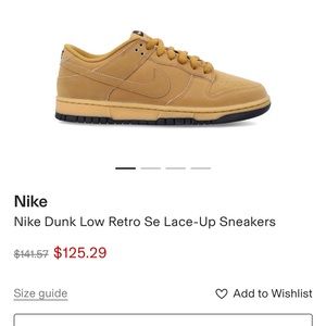 Nike Dunk Low Retro Wheat Gum Sneakers